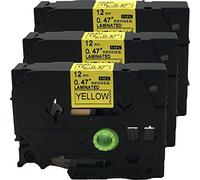 NEOUZA 3X Black on Yellow Laminated Label Tape Cassette Compatible for Brother TZ TZe 631 TZ-631 TZe-631 P-Touch 12mm x 8m