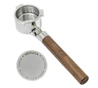 NEOUZA 51mm Bottomless Portafilter 3 Ears for DeLonghi Dedica EC680 EC685 EC785 EC885 SMEG ECF01 Flat Base Home Barista (Walnut)