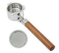 NEOUZA 51mm Bottomless Portafilter 3 Ears for DeLonghi Dedica EC680 EC685 EC785 EC885 SMEG ECF01 Flat Base Home Barista (Mahogany)