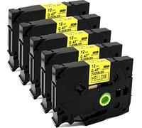 NEOUZA 5PK Compatible for Brother P-Touch Laminated TZe TZ Label Tape Cartridge 12mmx8m (TZe-Fx631 Flexible ID Wire Cable Black on Yellow)