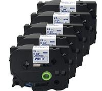 NEOUZA 5PK Compatible for Brother P-Touch Laminated Tze TZ Label Tape Cartridge 24mm x 8m (TZe-253 Blue on White)