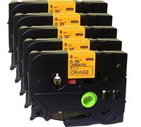 NEOUZA 5PK Compatible For Brother P-Touch Laminated TZe TZ Label Tape Cartridge 9mm x 8m (TZe-B21 Black on Orange Fluorescent)