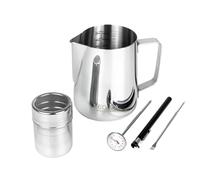 NEOUZA Coffee 350ml Milk Frothing Pitcher Cup Steaming Pitcher +Powder Tank, Latte Art Needle and Thermometer for Espresso Machine Coffer Maker