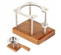 NEOUZA Coffee Tamping Station 58mm for E61 and 58mm Commercial/Home Espresso Machines, Compatible with Rancilio, Gaggia, Rocket, Expobar, Sunbeam, Height Adjustable, Stainless Steel Sapele Mahogany