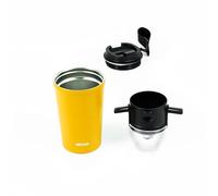 NEOUZA Pour Over Coffee Dripper with Vacuum Insulated Tumbler, Reusable Stainless Steel Filter, Portable Collapsible Paperless Coffee Maker for Camping, Travel (Yellow Tumbler + Dripper)