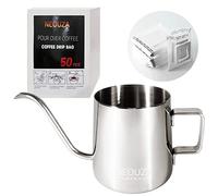 NEOUZA Pour Over Coffee Kettle, Gooseneck Kettle Drip Coffee Maker Kettle Stainless Steel(Silver Kettle and 50pcs Bag, 250mL)