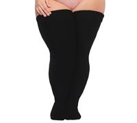 Neoviancia Plus Size Thigh High Socks for Thick Thighs Women- Thigh Highs Widened Extra Long Thick Knit Socks, Black, One size