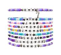NEOVISTA Kpop Bangtan Merch Bracelets for Army - Stackable Bracelet Set with Letter Beads for K Pop Music Fan Gift, Strechy Bracelet Jewelry for Concert Outfit & Everyday Wear