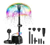 NeoWison 18W Submersible Water Pump, 900L/H Ultra Quiet Fountain Pump with RGB LED Lights, Dry Run Protection, 3M Cable Pond Pump, 4 Nozzles for Water Feature, Aquarium Fish Tank, Outdoor Fountain
