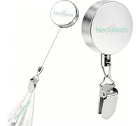 NeoWison Retractable Adhesive Towel Clip, 65cm Auto Rewind, Silvery 1 Pack | Wall Mounted, No Drilling, Residue-Free, 304 Stainless Steel, Rust-Resistant, Kitchen, Bathroom, Flats, Caravan, Camping