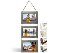 NEOWS Collage Picture Frame for Multiple Pictures - Decorative Picture Frame Set for Hanging on the Wall - Multiple Photo Frame Portrait Format with Cord for 10 x 15 Photos (Oak Grey, 3 Horizontal