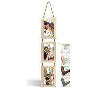 NEOWS Collage Picture Frame for Multiple Pictures - Decorative Picture Frame Set for Hanging on the Wall - Multiple Photo Frame Portrait Format with Cord for 10 x 15 Photos (Natural Oak, 3 Vertical