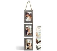 NEOWS Collage Picture Frame for Multiple Pictures - Decorative Picture Frame Set for Hanging on the Wall - Multiple Photo Frame Portrait Format with Cord for 10 x 15 Photos (Oak Grey, 3 Vertical