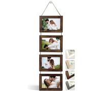 NEOWS - Decorative Multi Photo Frames for Wall Hanging with High Definition Glass 10x15cm - Ready to Hang on Wall (4 Photos, Aged Wood)