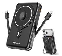 Nepagz for Magsafe Battery Pack, 10000mAh Magnetic Power Bank with Foldable Stand, PD 22.5W Fast Charging with USB-C Cable, Wireless Portable Charger for iPhone 17/16/15/14/13/12 Series, Black
