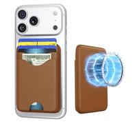 Nepagz Magnetic Wallet Brown Vegan Leather Upgraded for MagSafe Wallet, 5 Card-Holder, for iPhone, with Adjustable Stand, for iPhone 16/15/14/13/12 Series, Not for Mini, Ultra-Slim