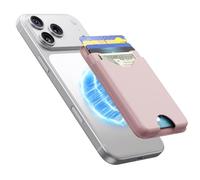 Nepagz Magnetic Wallet Pink Vegan Leather Upgraded for MagSafe Wallet, 5 Card-Holder, for iPhone, with Adjustable Stand, for iPhone 16/15/14/13/12 Series, Not for Mini, Ultra-Slim