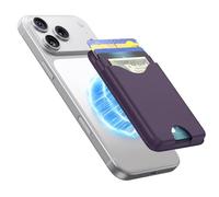 Nepagz Magnetic Wallet Purple Vegan Leather Upgraded for MagSafe Wallet, 5 Card-Holder, for iPhone, with Adjustable Stand, for iPhone 16/15/14/13/12 Series, Not for Mini, Ultra-Slim