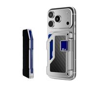 Nepagz Magnetic Wallet Silver Vegan Leather Upgraded for MagSafe Wallet, 5 Card-Holder, for iPhone, with Adjustable Stand, for iPhone 16/15/14/13/12 Series, Not for Mini, Ultra-Slim