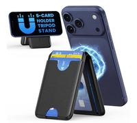 NEPAGZ Ultra-Strong Magnetic MagSafe Wallet, 5 Card Holder, RFID Blocking, Magnetic Card Holder with Adjustable Stand for iPhone 17/16/15/14/13/12 and Pro/Promax, Not for Mini, Vegan Leather, Black