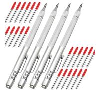 NEPAK 4 Pack Tungsten Carbide Tip Scriber with Extra 4 Free Replacement Marking Tip, Aluminium Etching Engraving Pen with Clip and Magnet for Glass, Ceramics and Metal Sheet