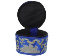 Nepal Buddhist Singing Bowl Pouch with Zipper Closure Blue