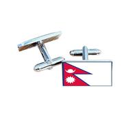 Nepal Flag Cufflinks - Nepali National Emblem Gift for Men | Unique Red & Blue Double-Triangle Flag with Sun & Moon Design | Groomsmen Wedding Gift | Gift Box Included | Proud Nepal Heritage Keepsake