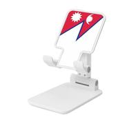Nepal Flag Foldable Cell Phone Stand Adjustable Angle Height Desktop Portable Cellphone Cradle Compatible With All Smartphone White-Style
