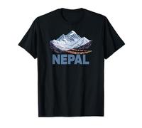 Nepal, Fun Himalayan Mountains with Colorful Flags Design T-Shirt