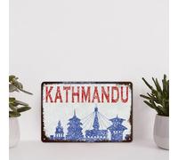 Nepal Kathmandu Watercolor Skyline Metal Sign Kathmandu Cityscape Vintage Funny Plaque Poster Farmhouse Decorative For Bedroom Cafe Bar Office Garage