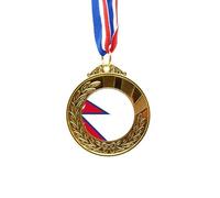 Nepal National Flag Asia Country Gold Award Winner Medal First Place Ribbon