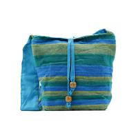 Nepal Sling Bag - Green & Blue Cotton Crossbody Bag For Women