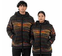 Nepal Woolen Fleece Sleeve Sweater - Sheep Wool Jacket For Women Winter, Rainbow Stand Collar Full Zip Up Pullover, Black, Black, M