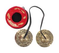Nepalese Copper Bell Cymbals with Twin Dragon Motif | Yoga Meditation Percussion Instrument, Handheld Set with Fabric and Plastic Bell Case, Pleasant Melodic Sound