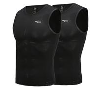 Nepest 2 Pack Men's Cycling Base Layer Mesh Super Breathable Quick Dry High Wicking Bike Sports Undershirt Ultralight Biking Clothing Black M