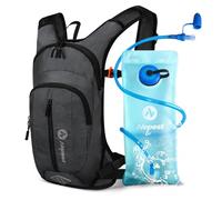 Nepest Hydration Backpack 8L - Bicycle Backpack & Ski Backpack with 2L Hydration Bladder | Ideal for MTB, Running & Skiing | Adjustable Chest & Waist Belt with Safety Whistle - Grey