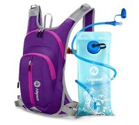 Nepest Hydration Backpack 8L - Bicycle Backpack & Ski Backpack with 2L Hydration Bladder | Ideal for MTB Running & Skiing | Adjustable Chest & Waist Belt with Safety Whistle, Purple, universal