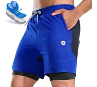Nepest Men's Mountain Bike Shorts MTB Cycling Shorts with 4D Padded Bicycle Biking Royal Blue/Black,3XL