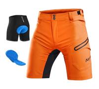 Nepest Mens MTB Mountain Bike Shorts Lightweight 3D Padding Liner Bicycle Biking Cycling Cycle Biker Shorts with Pockets Orange,XL