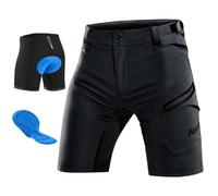 Nepest Mens MTB Mountain Bike Shorts Lightweight 3D Padding Liner Bicycle Cycling Biker Shorts with Pockets Black,XL