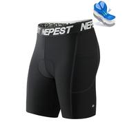 Nepest Padded Bike Shorts Men Cycling Underwear Pockets Black/Black, 3XL