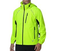 Nepest Waterproof Cycling Jacket Men's - Lightweight, Breathable & Windproof - 6 Pockets, Reflective, UPF50+, Ideal for Running Hiking & Golf, Neon Green M