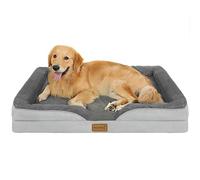 Nepfaivy Dog Bed Extra Large - Waterproof Orthopedic Dog Bed with Pillow Cushions, 111×80cm Soft Extra Large Sofa Bed with Removable and Washable Covers, Dark Grey