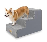 Nepfaivy Dog Steps for Bed & Sofa 39cm H, 3-Step Dog Stairs for Small Dogs | Non-Slip Pet Stairs for Small Dogs and Cats, Dog Ramp for Sofa with High Density Foam and Removable Cover, 53x40x39cm, Grey