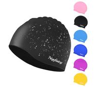 Nepfaivy Kids Swimming Cap, Updated Size Waterproof Swimming Hat Kids 6-14 | Comfortable Anti Slip Boys & Girls Swimming Cap, Stretchable and Durable Silicone Swim Cap for Childrens Long and Short Hair