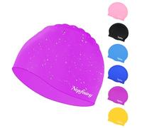 Nepfaivy Kids Swimming Cap, Updated Size Waterproof Swimming Hat Kids 6-14 | Comfortable Anti Slip Boys & Girls Swimming Cap, Stretchable and Durable Silicone Swim Cap for Childrens Long and Short Hair