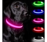 Nepfaivy Light Up Dog Collar - Dog Collar Lights for The Dark Night, Adjustable Flashing Dog Collar Rechargeable, LED Dog Collar with 3 Flash Modes for Large, Medium and Small Dogs (Pink,S)