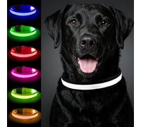Nepfaivy Light Up Dog Collar - Flashing Dog Collar Lights for The Dark, 6 Colors & 13 Flash Modes, Adjustable Rechargeable LED Collar for Large, Medium and Small Dogs(Black-M)