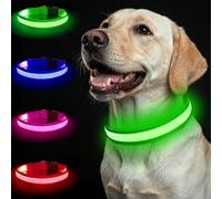 Nepfaivy Light Up Dog Collar - Flashing Dog Collar Lights for The Dark, Rechargeable LED Collars with 3 Glow Modes for Small Medium and Large Dogs (Green-M)