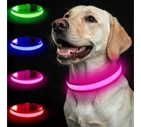 Nepfaivy Light Up Dog Collar - Flashing Dog Collar Lights for The Dark, Rechargeable LED Collars with 3 Glow Modes for Small Medium and Large Dogs (Pink-S)